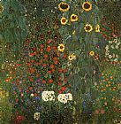Gustav Klimt Canvas Paintings - Country Garden with Sunflowers
